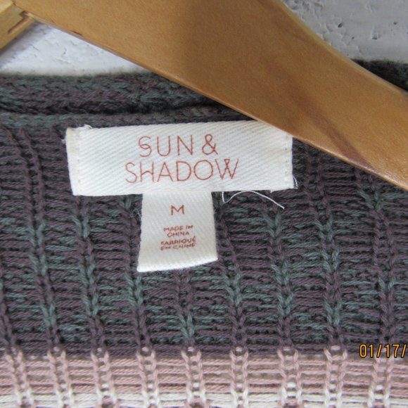 Sun & Shadow Woman M Boho Chic Western Fringe Cotton Knit Shawl Sweater Cardigan - Picture 2 of 6